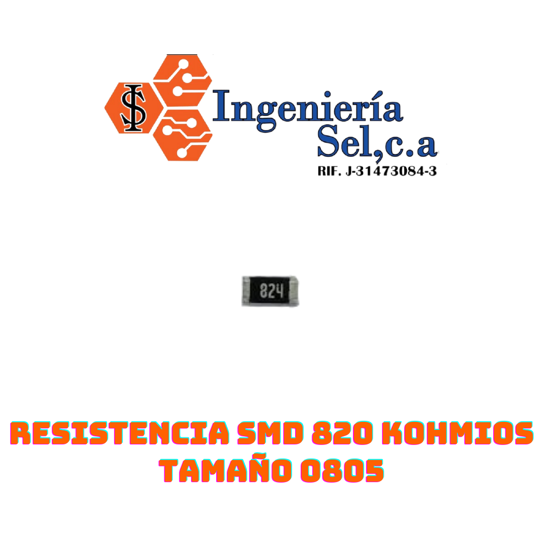 RESISTENCIA SMD 820 KOHMIOS TAMAÑO 0805