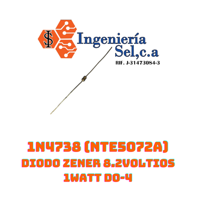 1N4738 (NTE5072A) DIODO ZENER 8.2VOLTIOS 1WATT DO-4_648x648