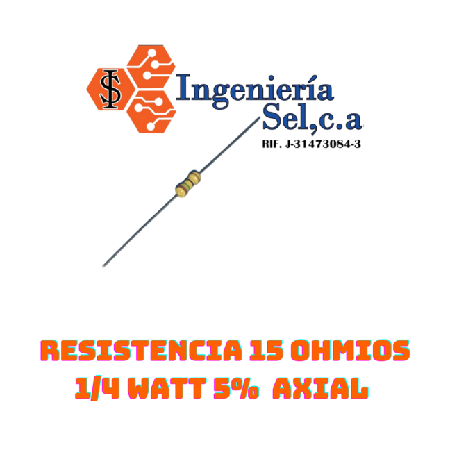 RESISTENCIA 15 OHMIOS 1-4 WATT 5% AXIAL_648x648