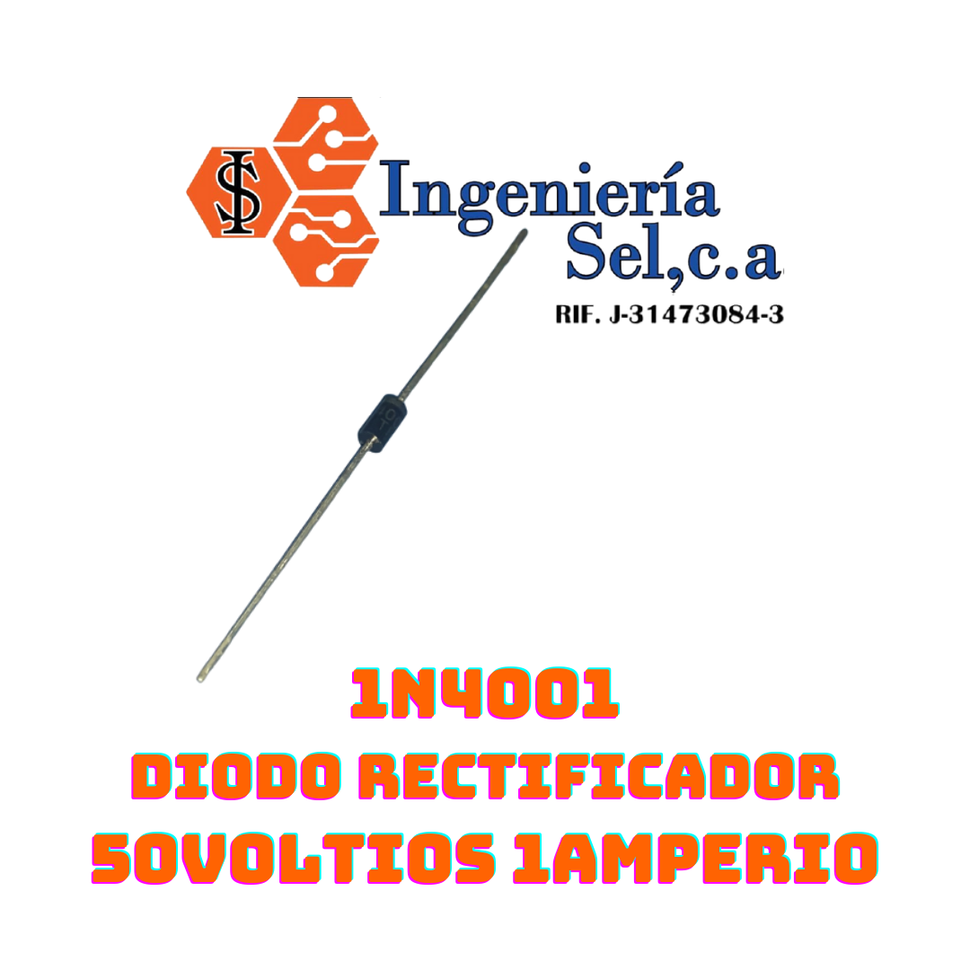 1N4001 DIODO RECTIFICADOR 50VOLTIOS 1AMPERIO