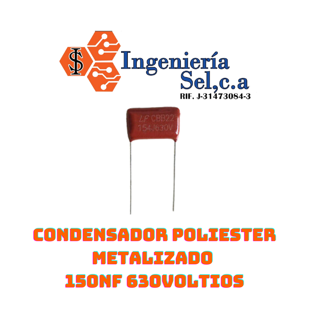 CONDENSADOR POLIESTER METALIZADO 150NF 630VOLTIOS (CBB22-154J)