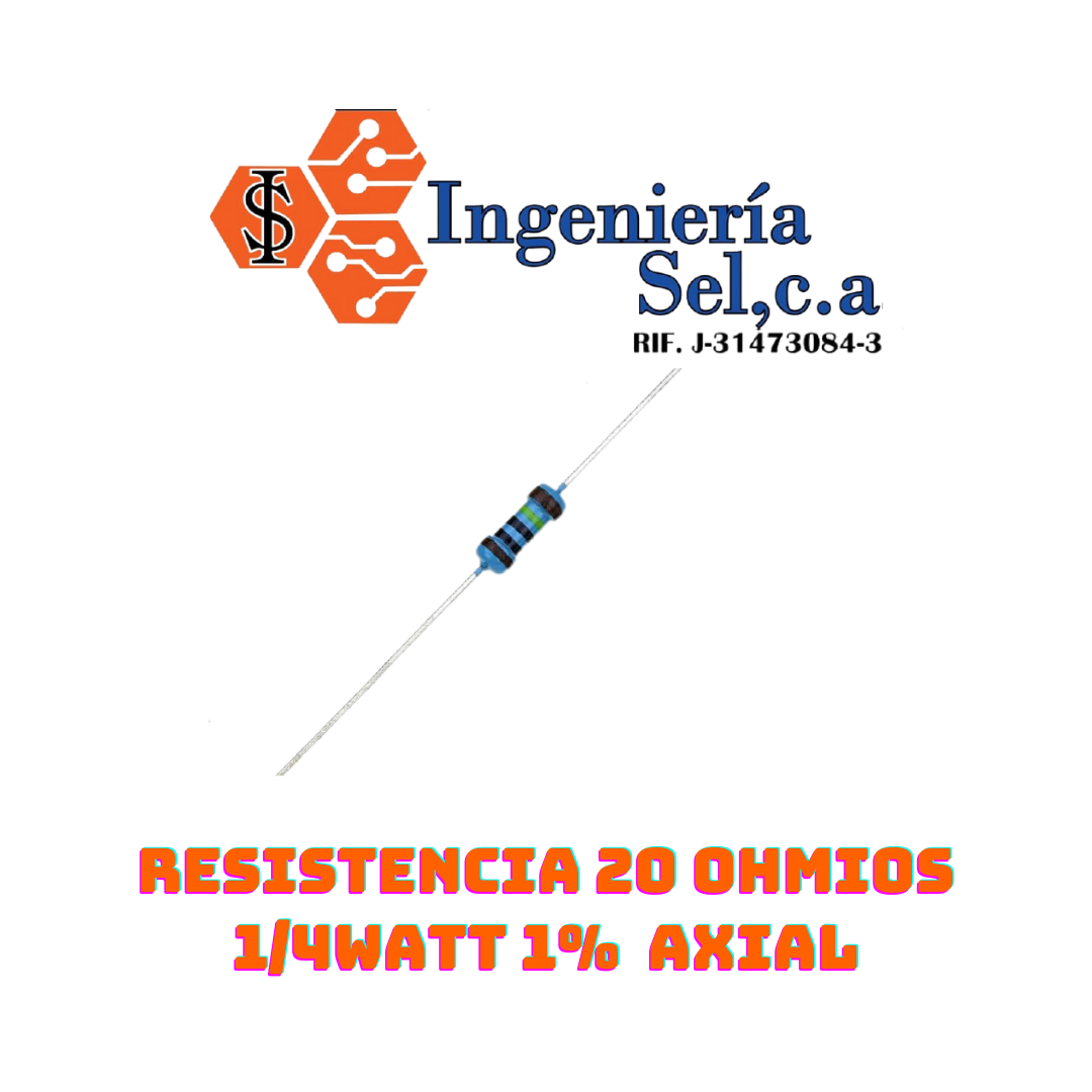 RESISTENCIA 20 OHMIOS 1-4WATT 1% AXIAL