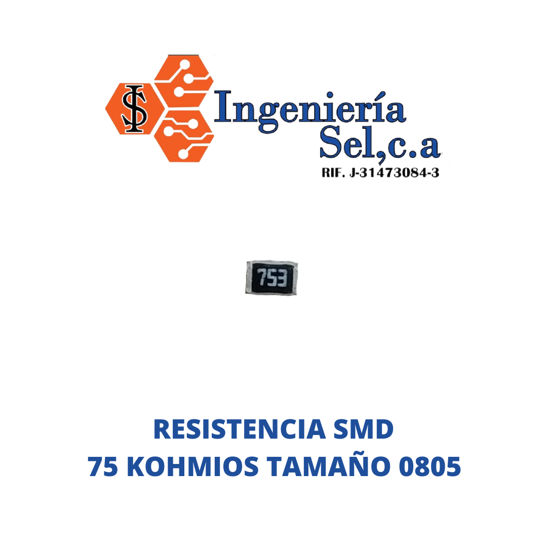 RESISTENCIA SMD 75 KOHMIOS TAMAÑO 0805
