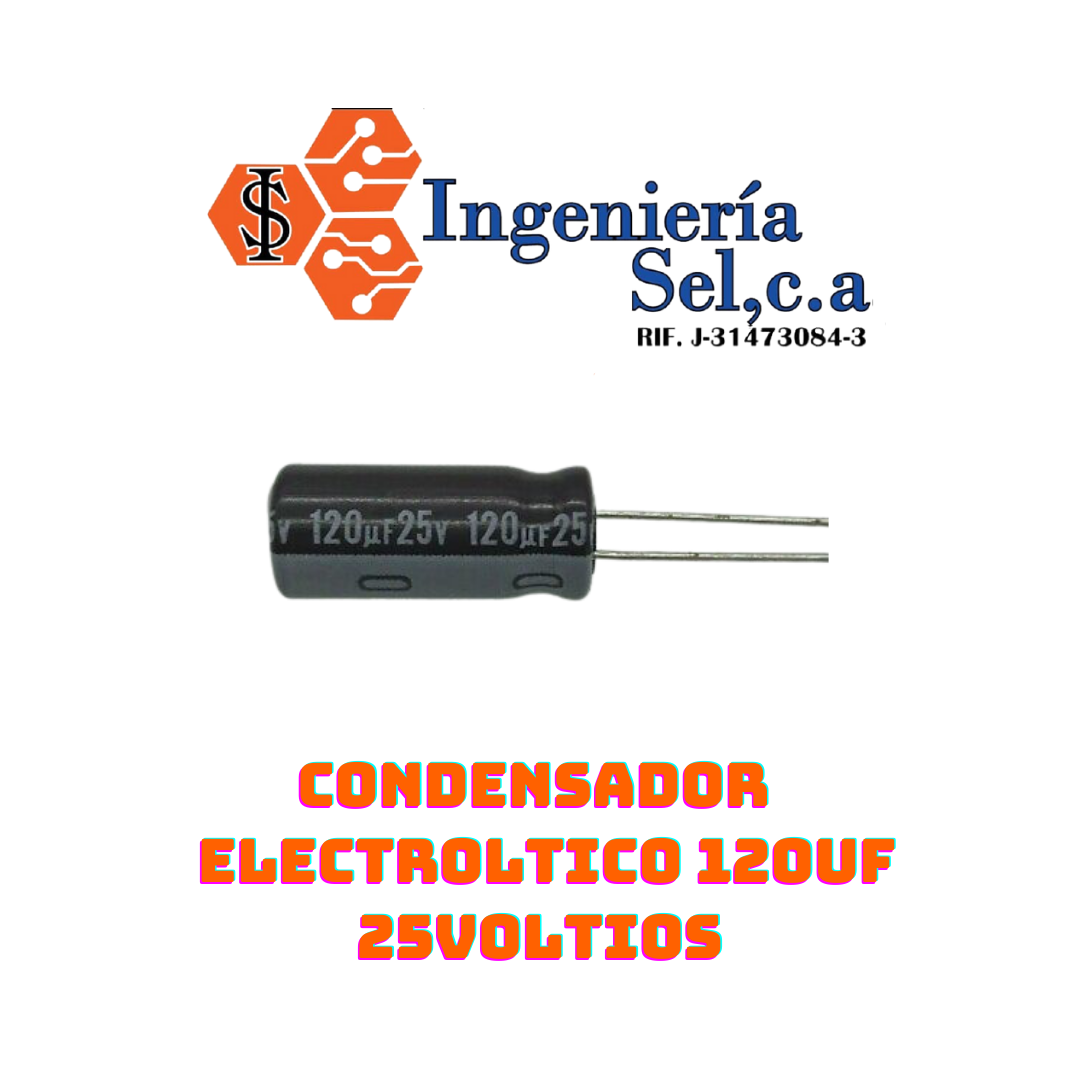 CONDENSADOR ELECTROLTICO 120UF 25VOLTIOS