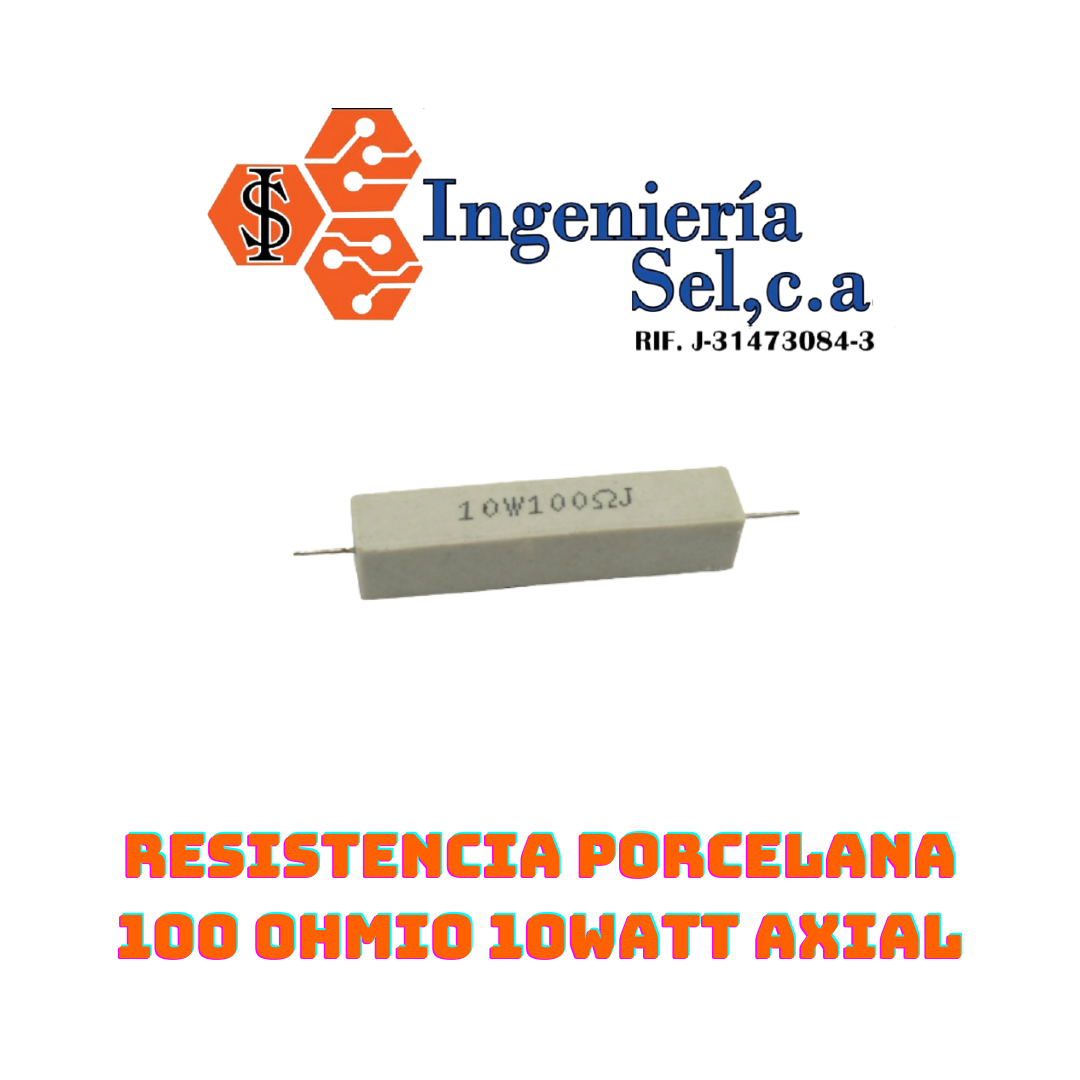 RESISTENCIA PORCELANA 100 OHMIO 10WATT AXIAL